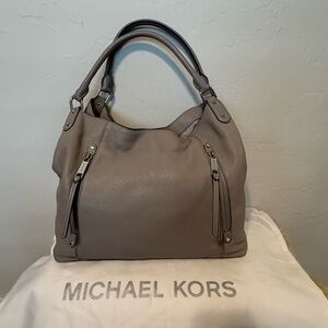 Michael Kors Taupe-Gray Leather Hobo Bag